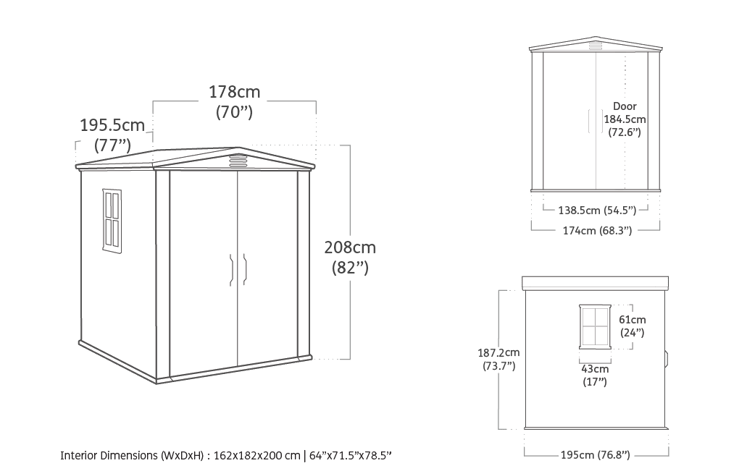 Caseta de exterior Factor 6x6 - 178x195,5x208 cm y 3,5m2 - Marrón madera